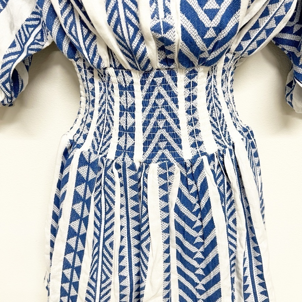 Never A Wallflower Womens Blue White India Handloom Cynthia Dress Size XS - Picture 7 of 11